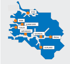 Kart over Sogn og Fjordane