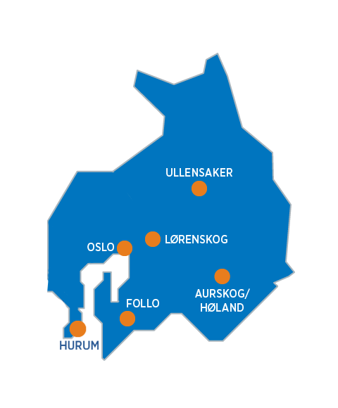 Kartillustrasjon med oransje markeringer