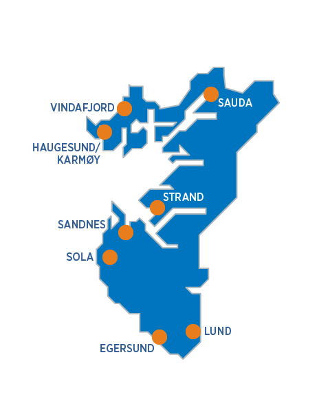 Kartillustrasjon med oransje markeringer