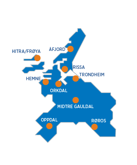 Kartillustrasjon med oransje markeringer