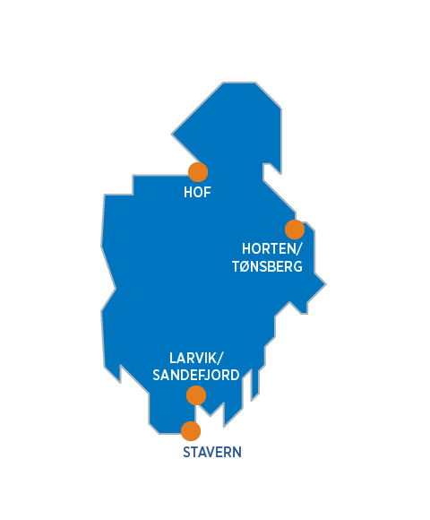 Kartillustrasjon med oransje markeringer